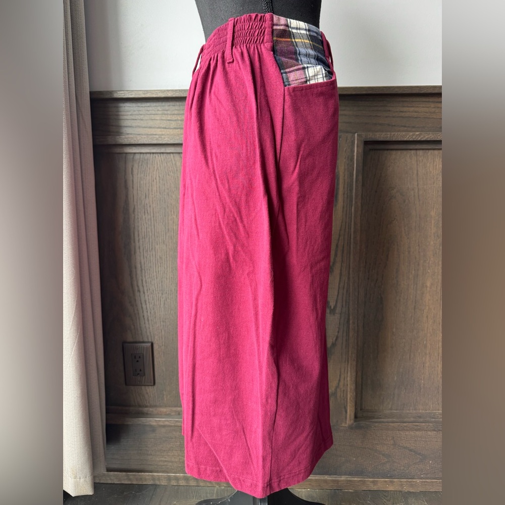 Capacity Vintage 90s Cottagecore Button-Front Pencil Skirt in Rich Red plaid M - Picture 7 of 10